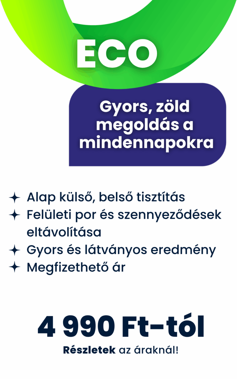 GloGo ECO csomag – gyors és zöld autótisztítás alap külső-belső takarítással, megfizethető áron
